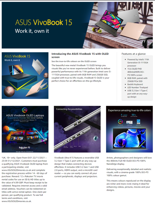 ASUS VIVOBOOK 15.6 OLED LAPTOP #2 - Image 3