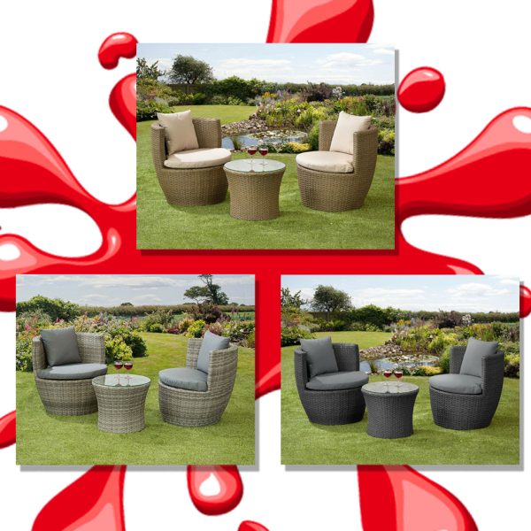 RATTAN WICKER BISTRO GARDEN PATIO SET
