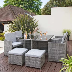 8 SEATER RATTAN CUBE GARDEN SET