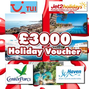 £3000 HOLIDAY VOUCHER - TUI / JET2 / CENTERPARCS / HAVEN