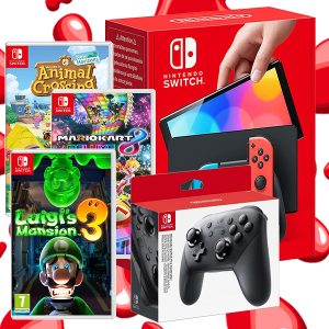 NINTENDO SWITCH OLED BUNDLE - 3 GAMES - EXTRA CONTROLLER