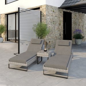 2 RATTAN RECLINING SUN LOUNGER SET