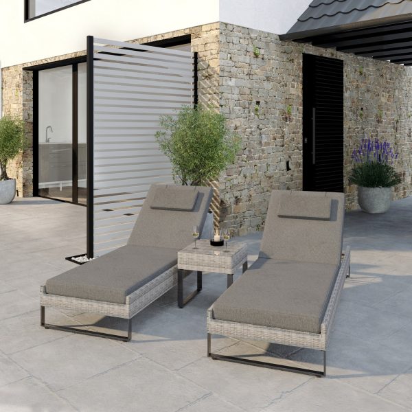 2 RATTAN RECLINING SUN LOUNGER SET