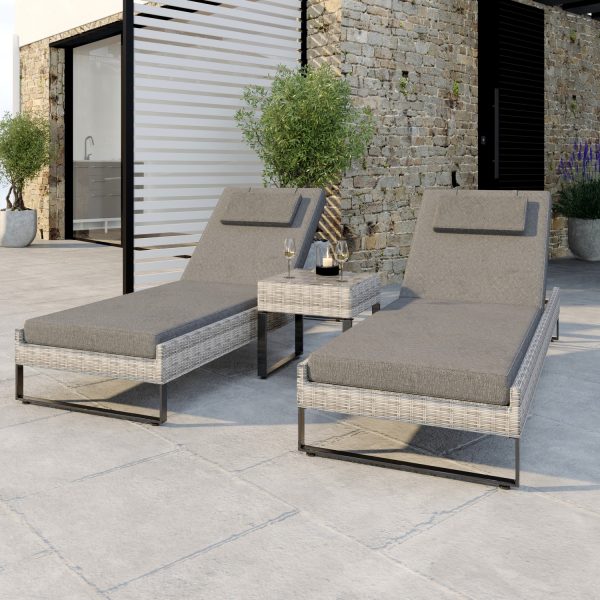 2 RATTAN RECLINING SUN LOUNGER SET - Image 2