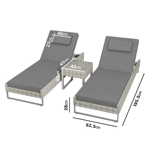 2 RATTAN RECLINING SUN LOUNGER SET - Image 3