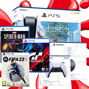 SONY PS5 MEGA BUNDLE - 4 GAMES, EXTRA PAD, HEADPHONES