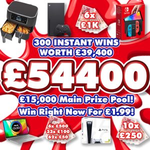 £39,400 INSTANT WINS & £15,000 MAIN PRIZE SPLIT – 316 WINNERS!