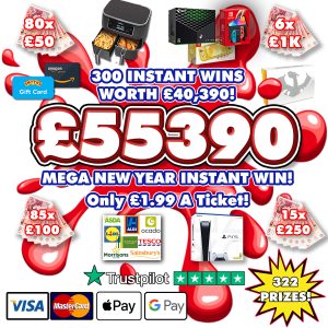 £55,390 WEEKLY INSTANT WIN! 322 WINNERS!