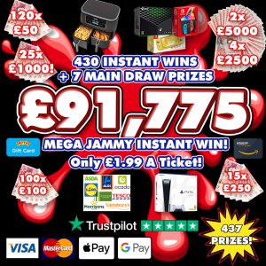 MEGA JAMMY £91,775 INSTANT WIN!