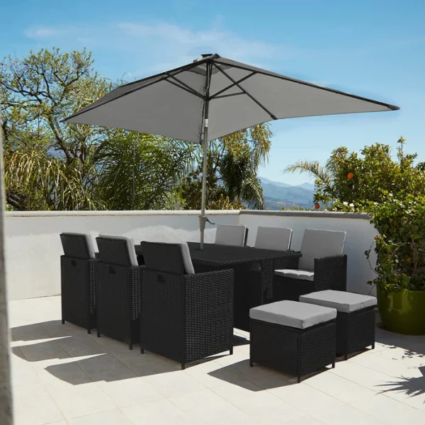 10 SEATER RATTAN CUBE OUTDOOR SET & PARASOL! - Image 8