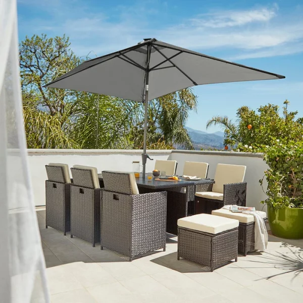10 SEATER RATTAN CUBE OUTDOOR SET & PARASOL! - Image 9