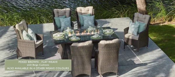 MODA TURNBURY 6 SEAT FIREPIT DINING TABLE SET + 40 INSTANTS! - Image 12
