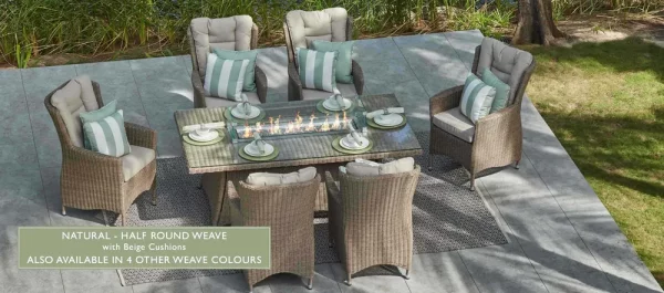 MODA TURNBURY 6 SEAT FIREPIT DINING TABLE SET + 40 INSTANTS! - Image 7