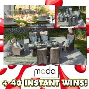 MODA TURNBURY 6 SEAT FIREPIT DINING TABLE SET + 40 INSTANTS!
