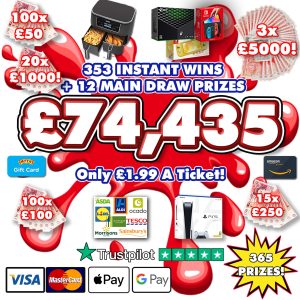 £74,435 HUGE JAMMY INSTANT WIN!