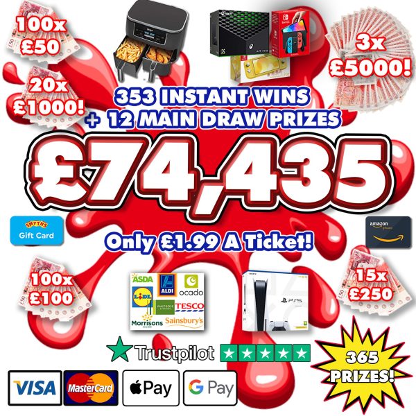 £74,435 HUGE JAMMY INSTANT WIN!