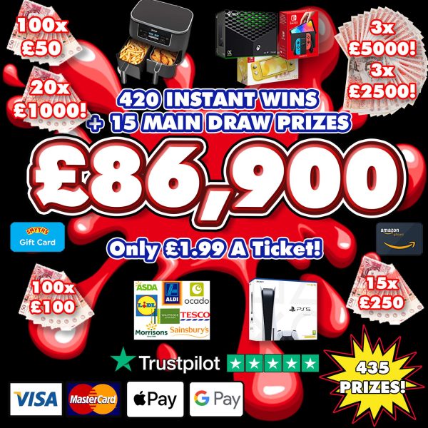 £86,900 MEGA JAMMY COMPETITION WITH 420 INSTANT WINS!