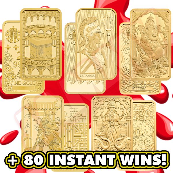 5 GOLD BARS OR £5000 INSTANT CASH + INSTANT WINS!