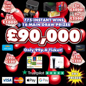 £90,000 MEGA JAMMY COMPETITION WITH 775 INSTANT WINS!