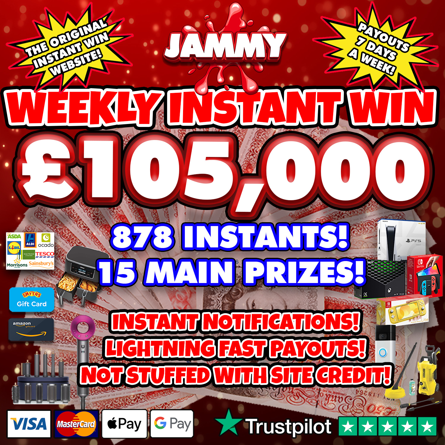 JAMMY – The UKs Leading New Competition Site – The Best Prizes, The Best  Odds! GET JAMMY!