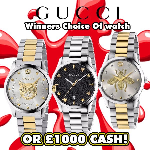 GUCCI G-TIMELESS WATCH or £1000 INSTANT CASH!