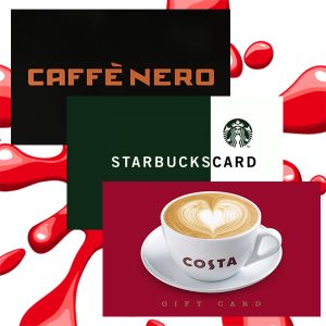 £100 COSTA, STARBUCKS or CAFFE NERO GIFT CARD #1 *3 WINNERS*