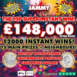 THE SUPER JAMMY 99p INSTANT WIN - 12,000 PRIZES!