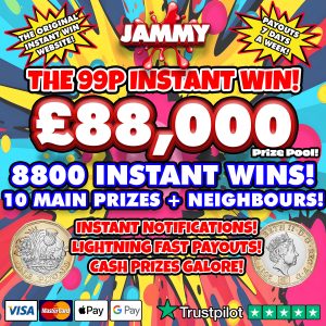 £88,000 INSTANT WIN - 8800 PRIZES + 30 MAIN WINNERS