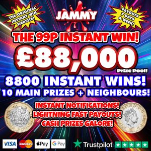 £88,000 NEW INSTANT WIN - 8800 PRIZES + 30 MAIN WINNERS