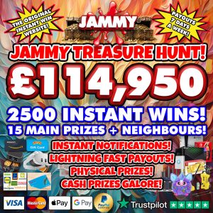 THE JAMMY TREASURE HUNT INSTANT WIN! - 2500 INSTANT PRIZES!