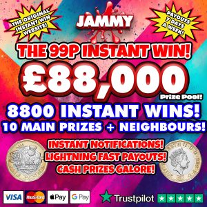 £88,000 NEW INSTANT WIN - 8800 PRIZES + 30 MAIN WINNERS
