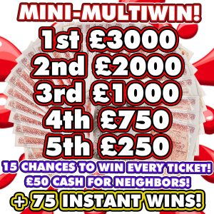 MINI MULTIWIN - 5 CASH WINNERS, 75 INSTANT WINS & NEIGHBOURS!