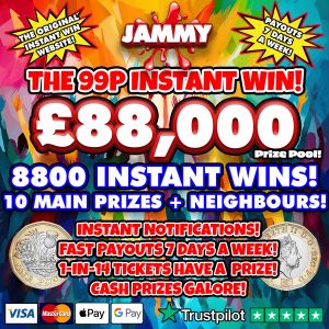 £88,000 INSTANT WIN - 8800 PRIZES + 30 MAIN WINNERS