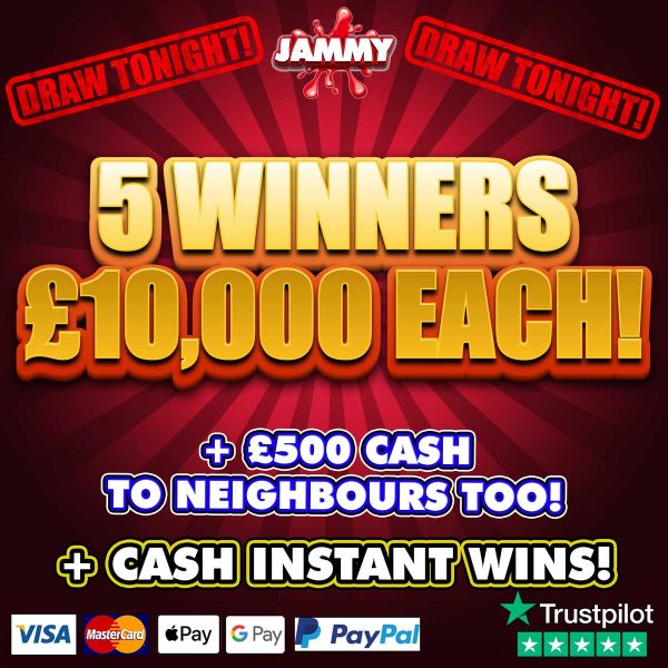 5 WINNERS OF £10,000 CASH! + £35,000 INSTANT WINS!