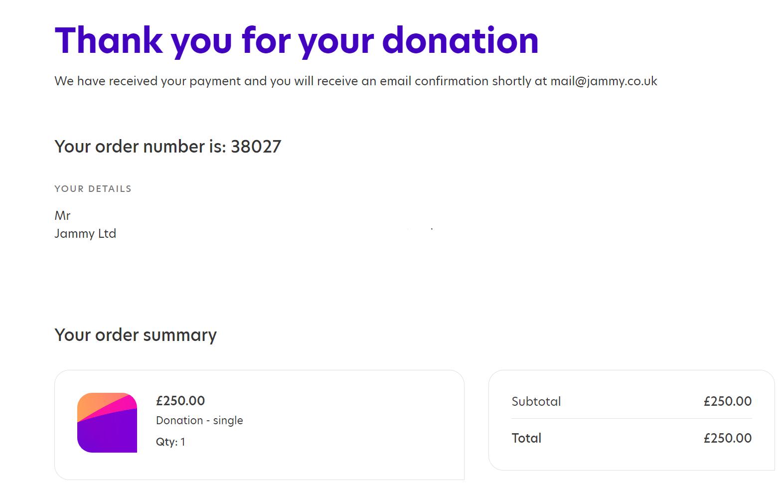 Donation to The National Autistic Society