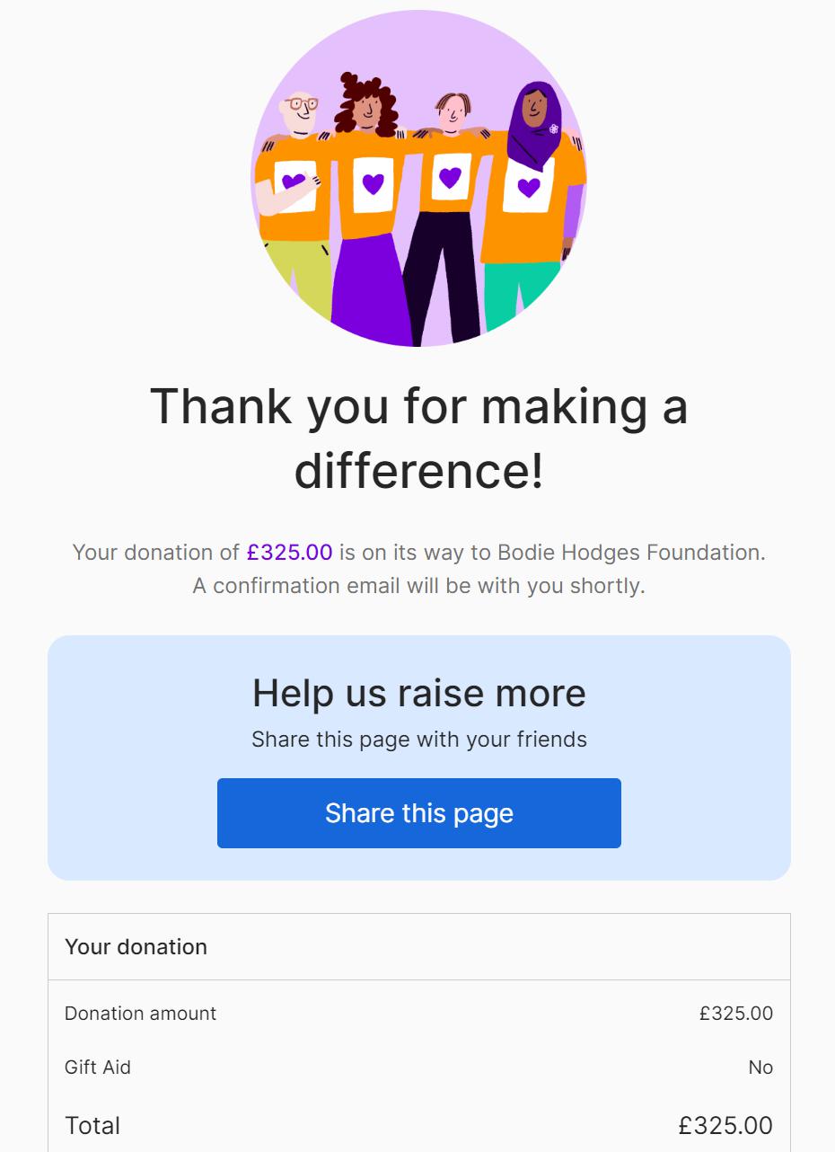 Donation to Bodie Hodges Foundation
