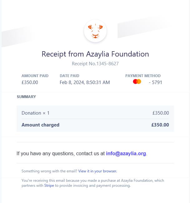 Donation to Azaylia Foundation