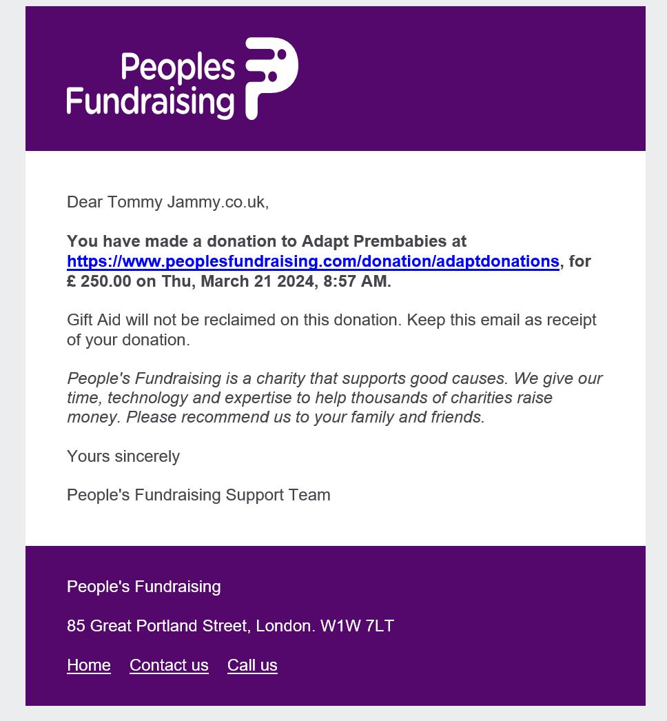 Donation to Adapt Prembabies