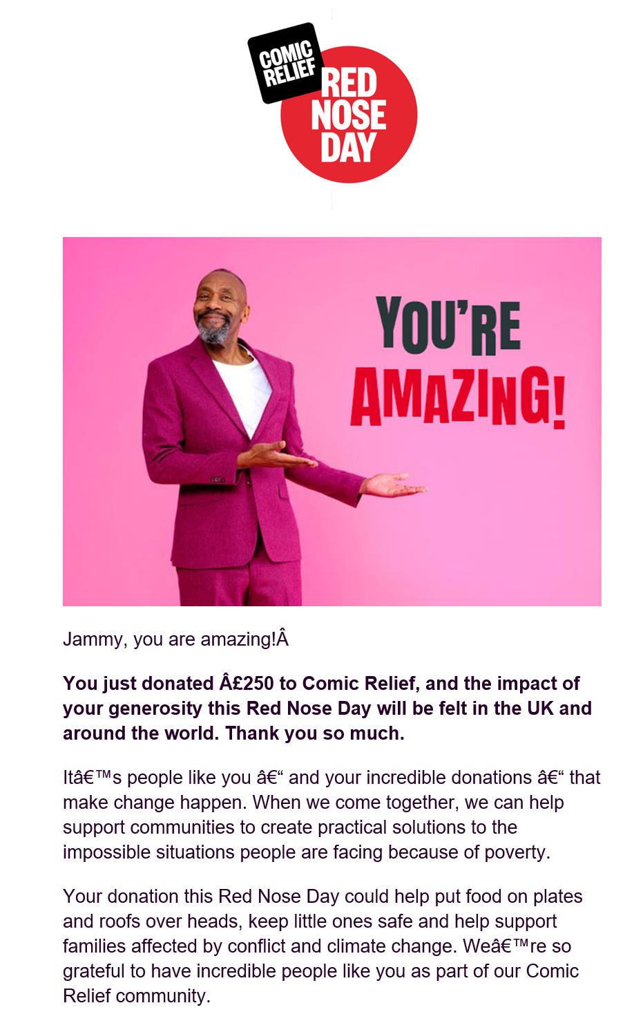 Donation to Comic Relief