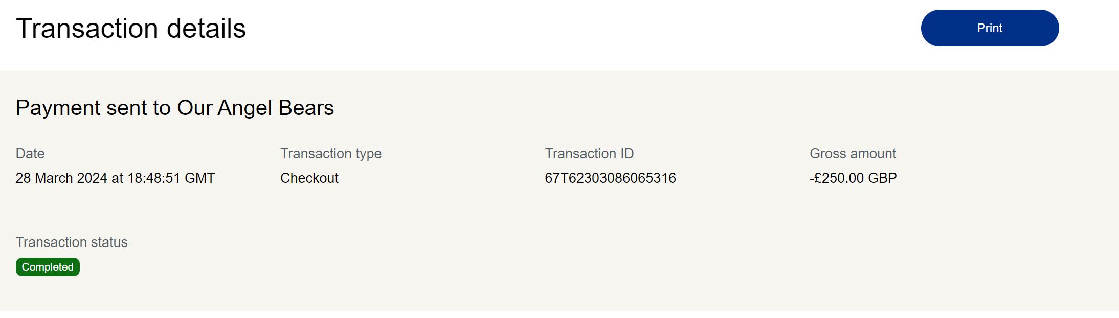 Donation to Our Angel Bears