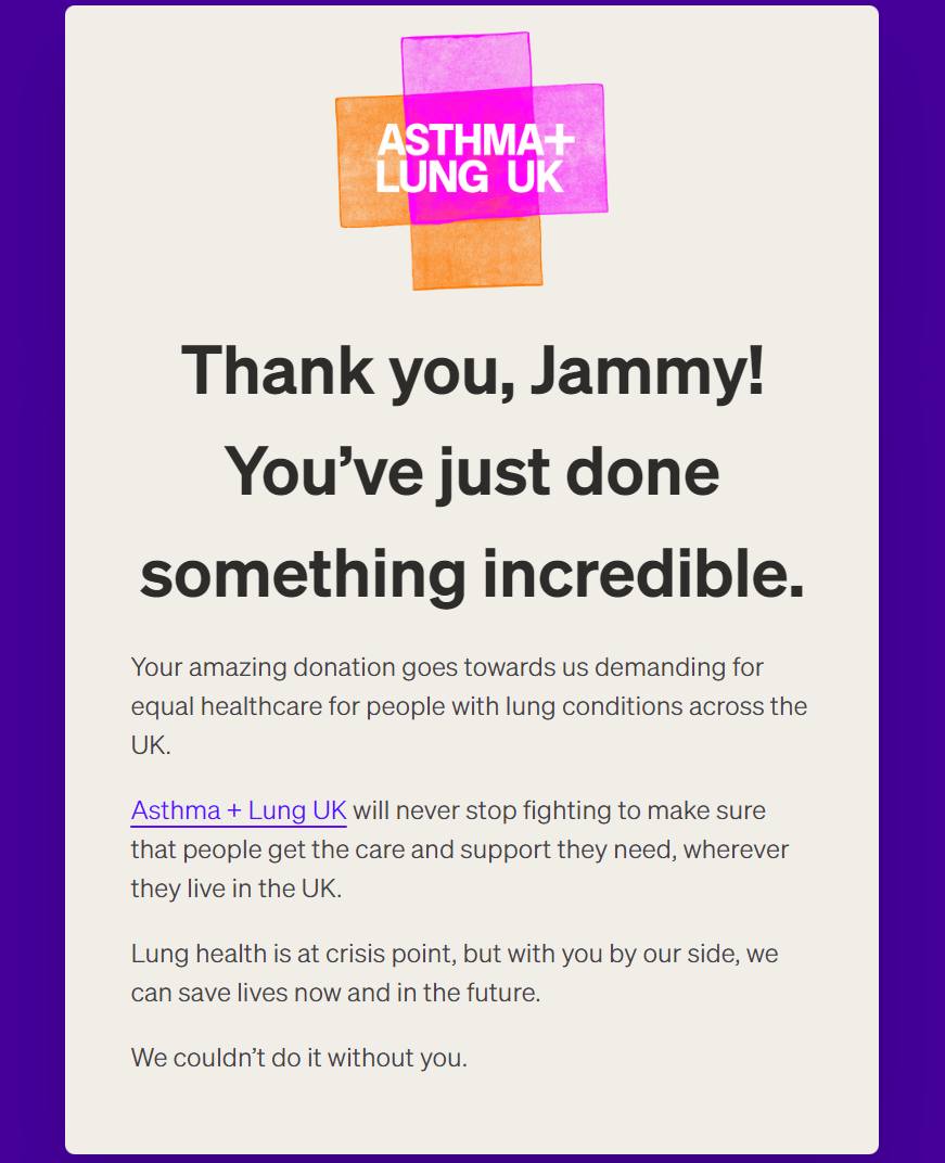Donation to Asthma & Lung UK