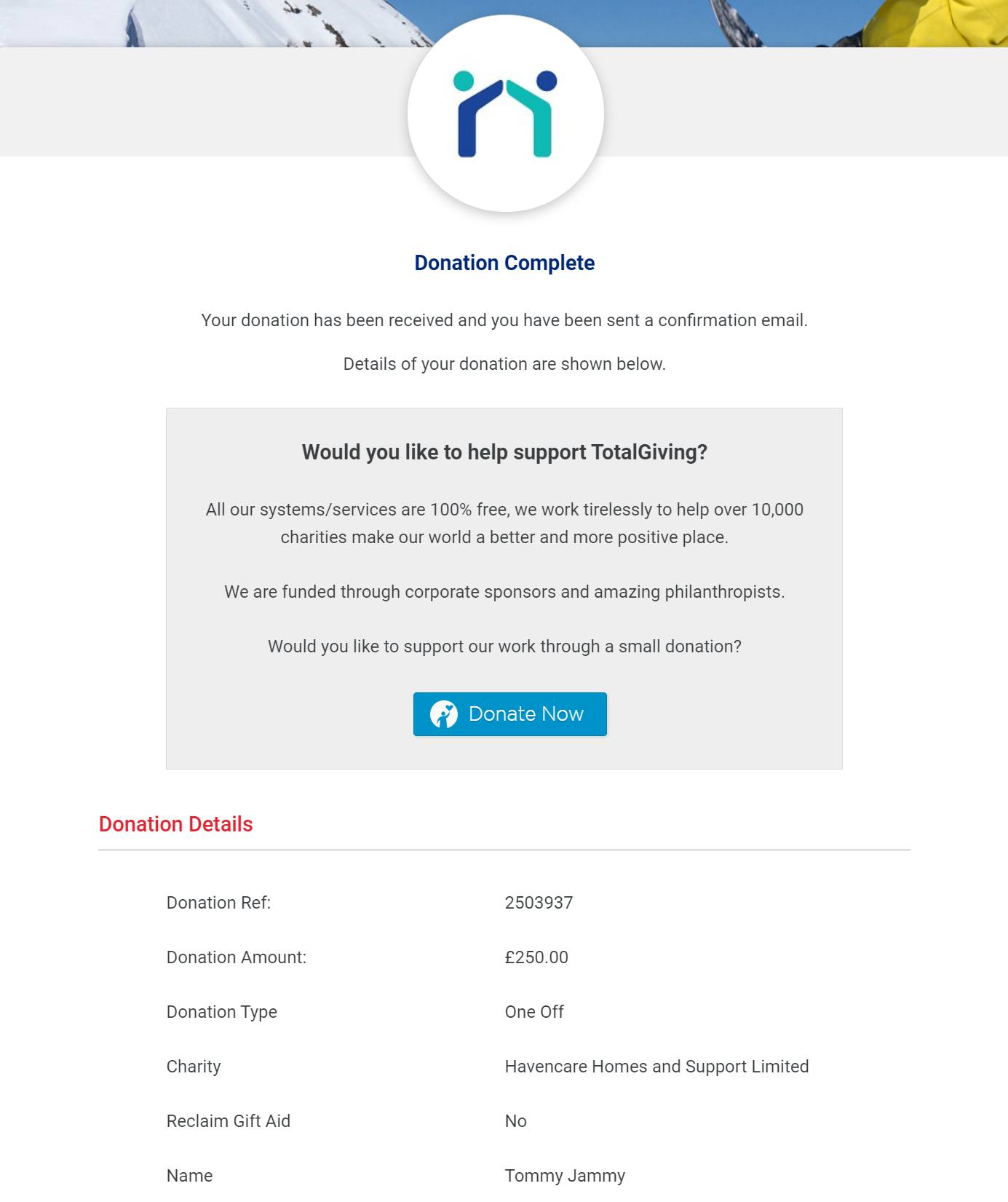 Donation to Havencare