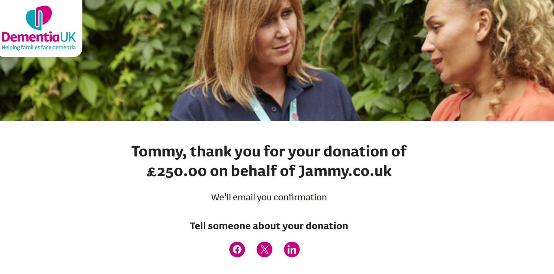 Donation to Dementia UK