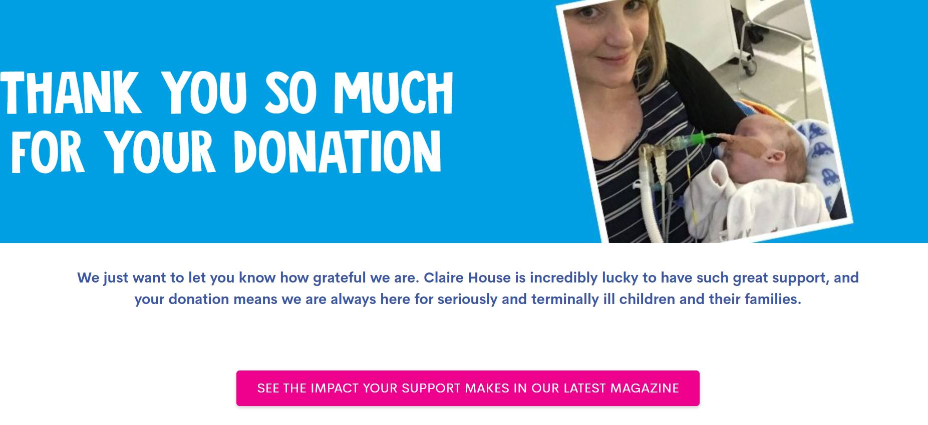 Donation to Claire House Childrens Hospice