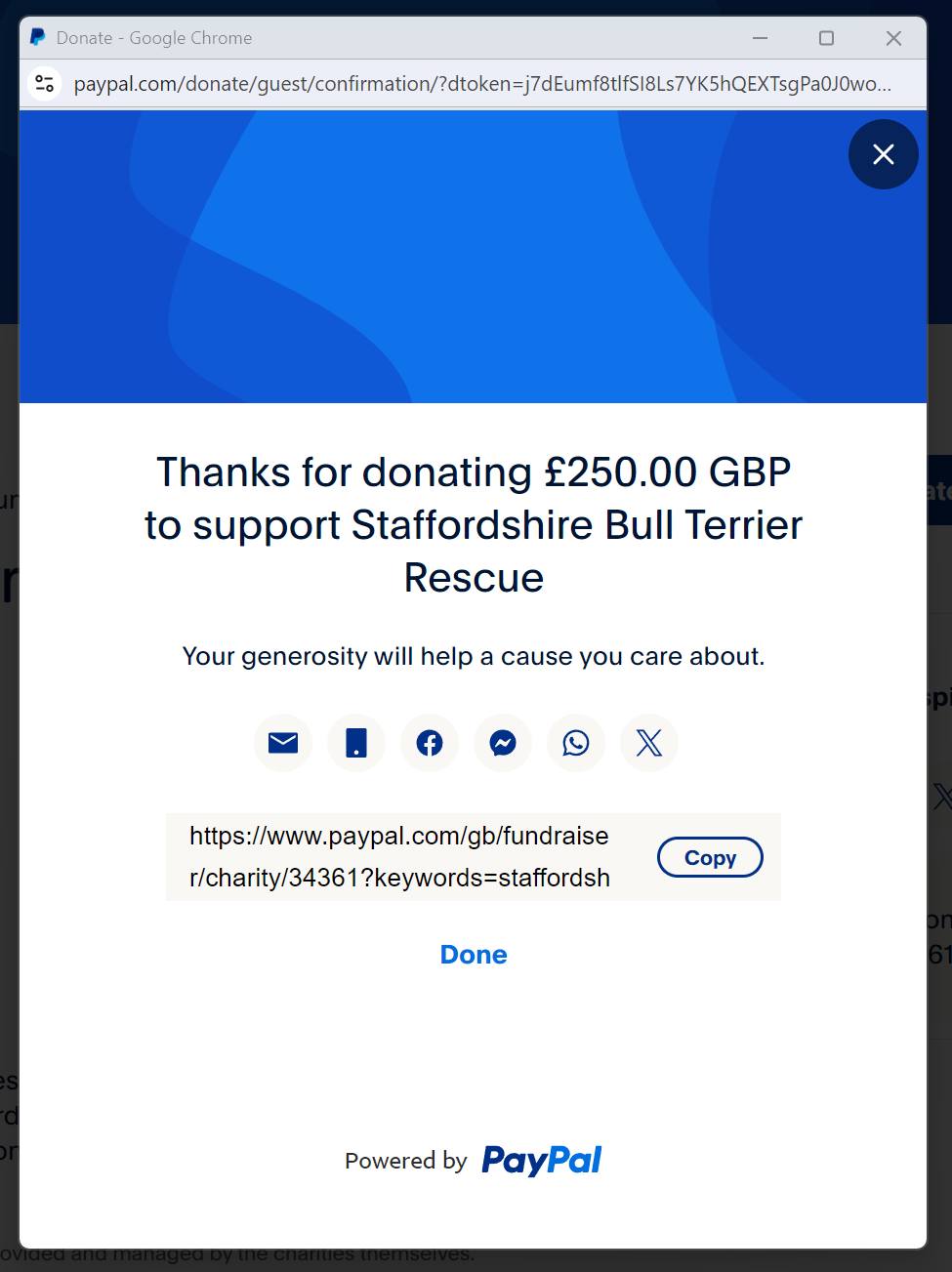 Donation to Staffordshire Bull Terrier Rescue
