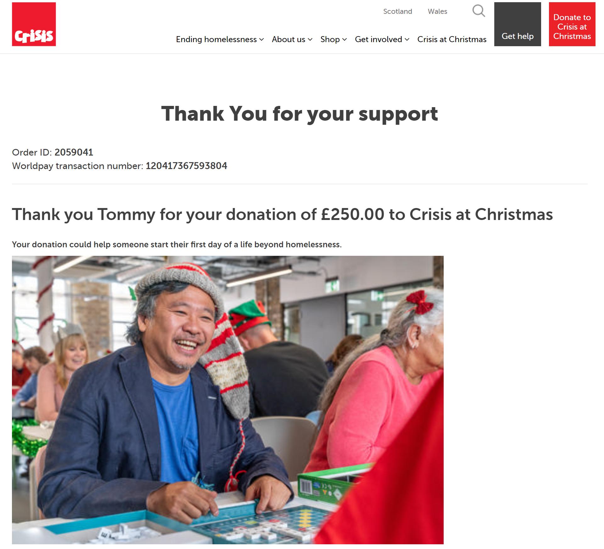 Donation to Crisis