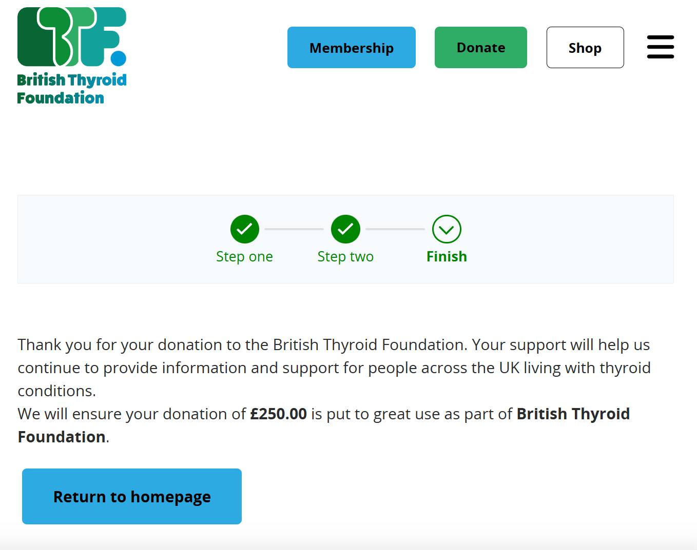 Donation to British Thyroid Foundation