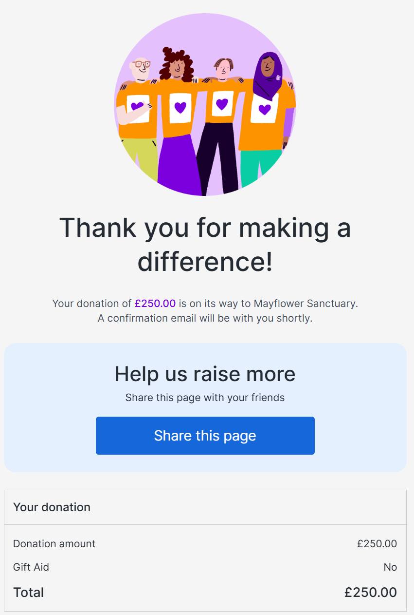 Donation to Mayflower Sanctuary