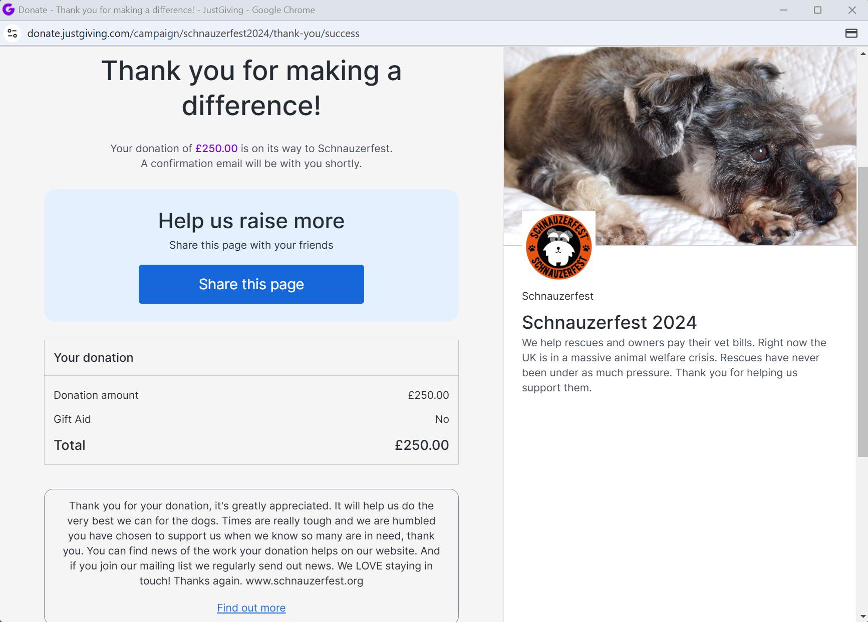 Donation to Schnauzerfest