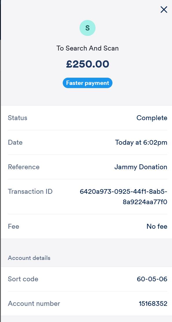 Donation to Search And Scan
